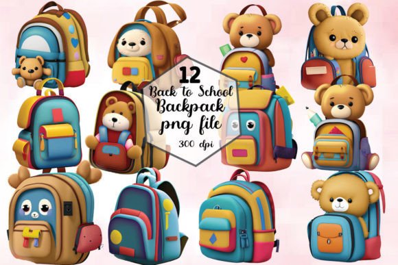 Back to School Backpack Clipart Bundle: Graphics for Crafts
