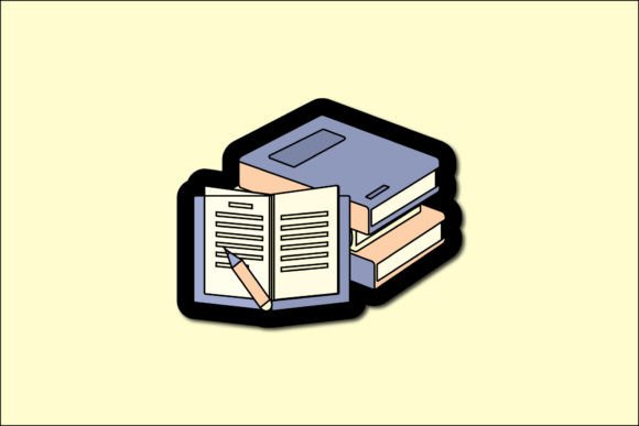 Back to School Sticker Icon Purple Books