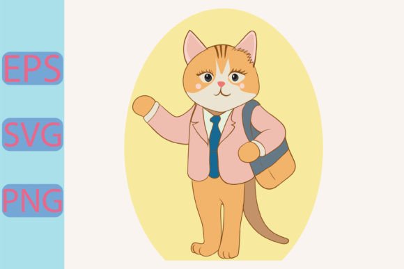 Cat Vector Art for Back to School Day